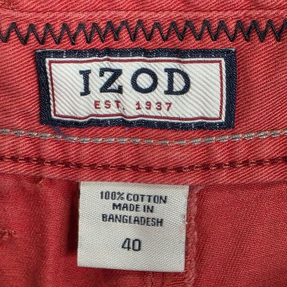 Mens Izod Red Chino Shorts Casual 100% Cotton 10" Inseam Size 40 - Picture 3 of 10